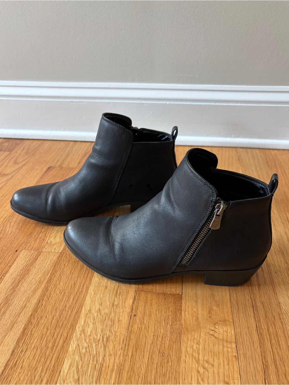 Black Ankle Booties with Side Zipper